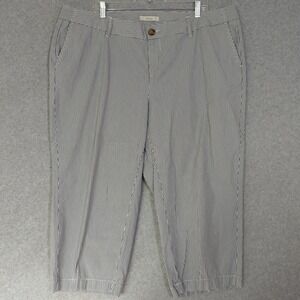 Sejour Women's Plus Size 20W Striped Capri Pants Cropped Casual Nautical Coastal